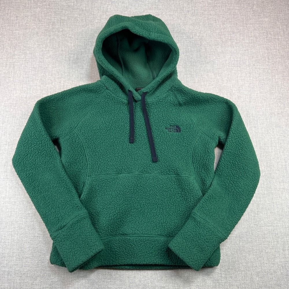 The North Face Sherpa Fleece Hoodie Women Small Green Gorpcore‎ Cozy Hiking